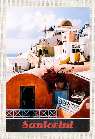 Schild Spruch Santorini Santorin Griechenland Häuser Meer JW