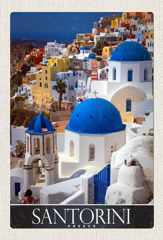 Schild Spruch Santorini Greece Griechenland Dorf Häuser JW