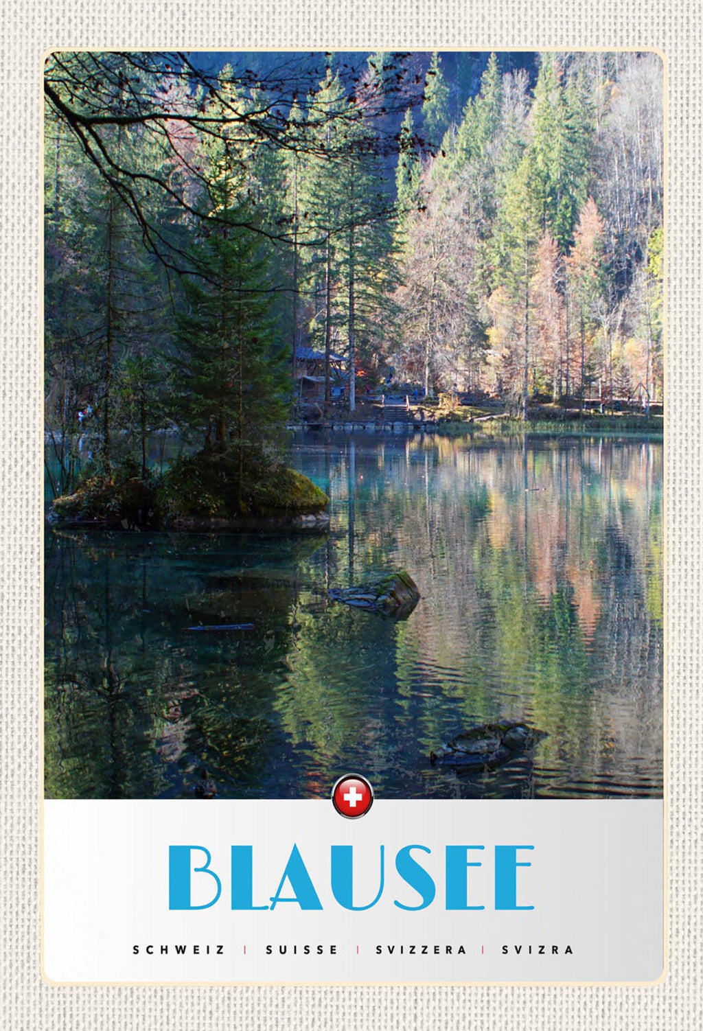 Schild Spruch Blausee Switzerland Schweiz Wald Haus JW