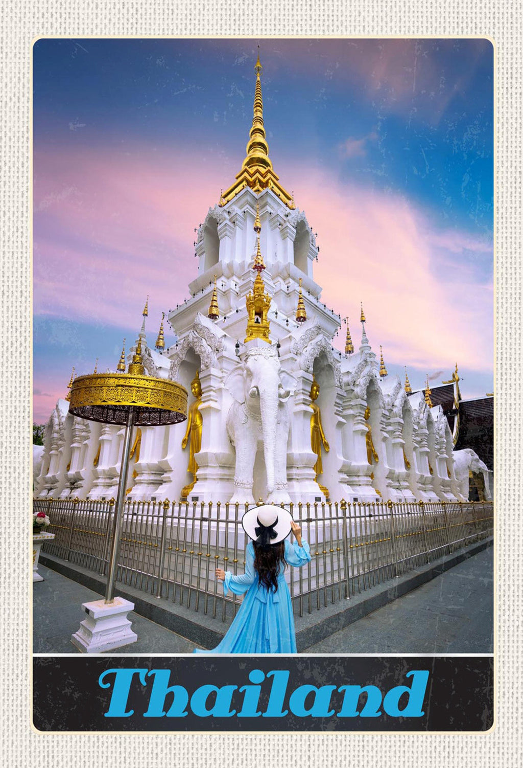 Schild Spruch Thailand Tempel Frau