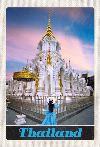 Schild Spruch Thailand Tempel Frau