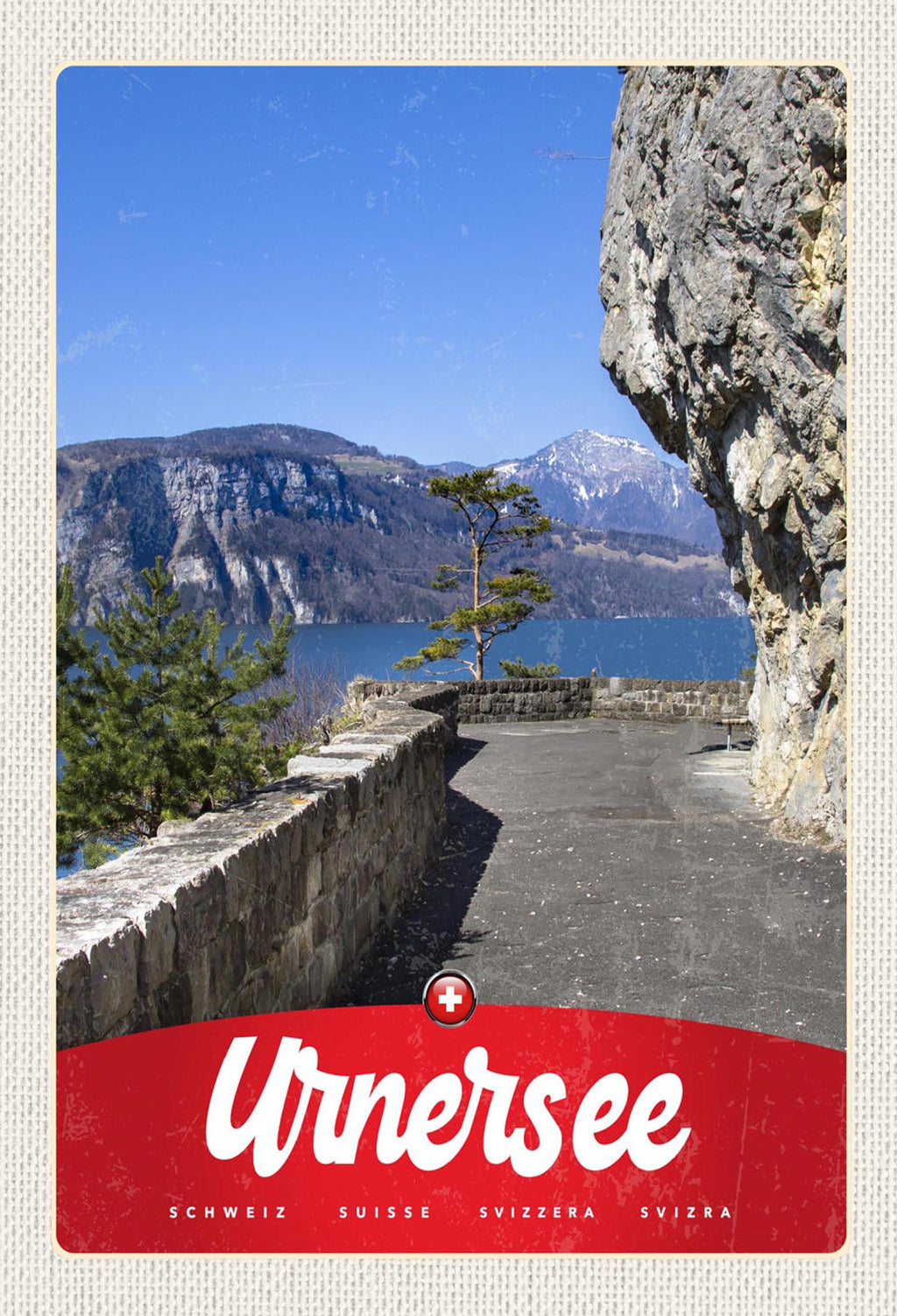 Schild Spruch Urnersee Switzerland Schweiz Uferstraße Berge JW