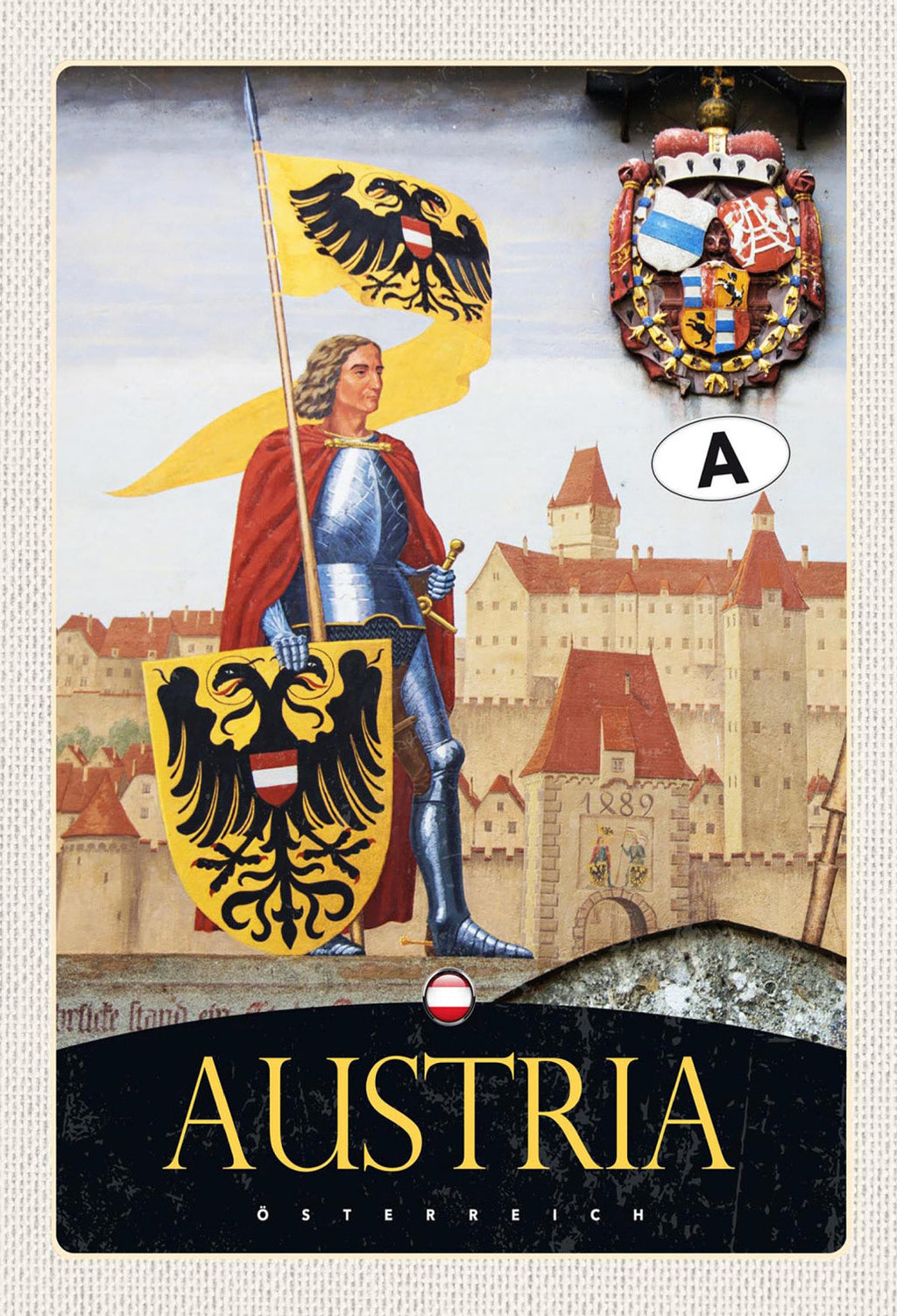 Schild Spruch Austria Österreich Geschichte Burg Habsburger JW
