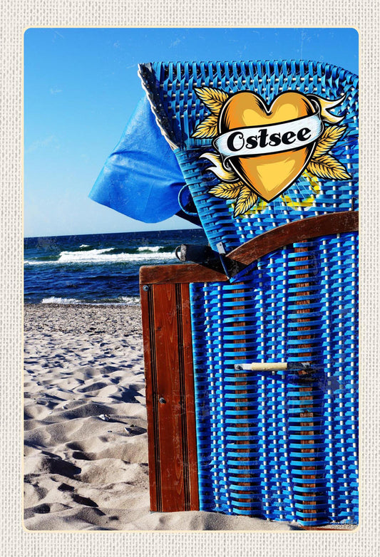 Schild Spruch Herz Liebe Ostsee Deutschland Strandkorb Strand Meer JW