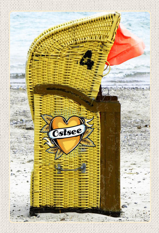 Schild Spruch Herz Liebe Ostsee Deutschland Strandkorb Strand Meer JW