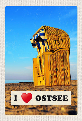 Schild Spruch I love Ostsee Deutschland Meer Strandkorb JW