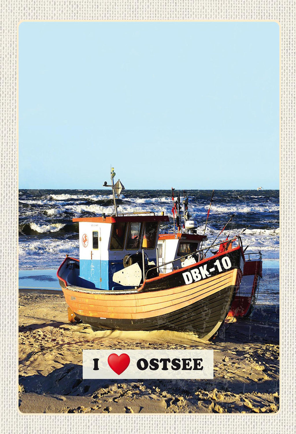 Schild Spruch I Love Ostsee Meer Strand Schiff JW