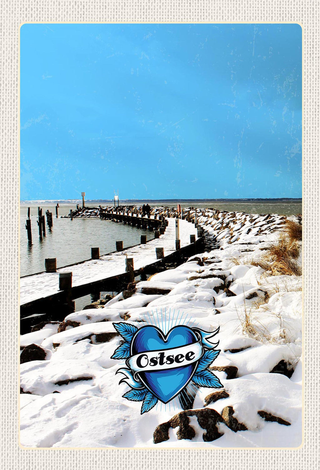 Schild Spruch Liebe Herz Ostsee Deutschland Meer Winter  JW