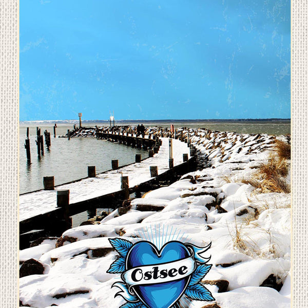 Schild Spruch Liebe Herz Ostsee Deutschland Meer Winter  JW