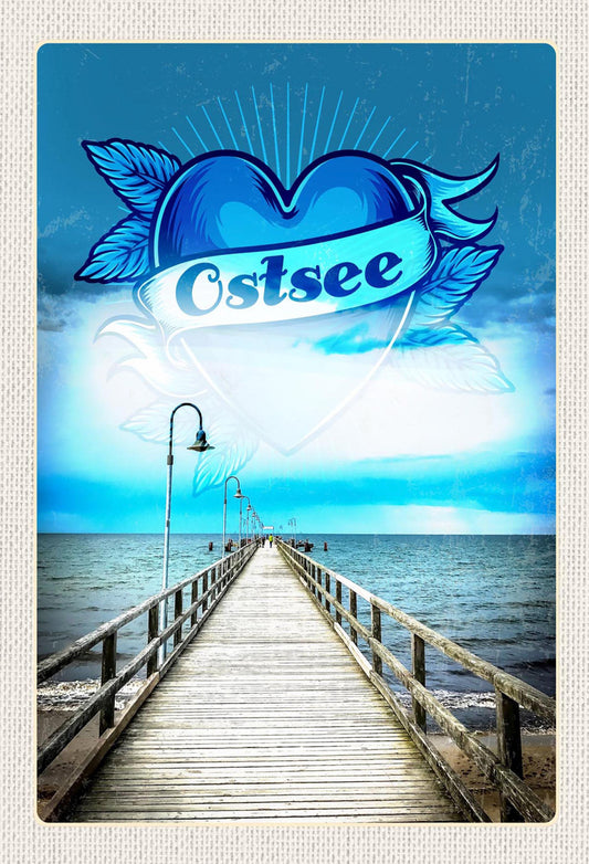 Schild Spruch Liebe Herz Ostsee Deutschland Meer Steg JW