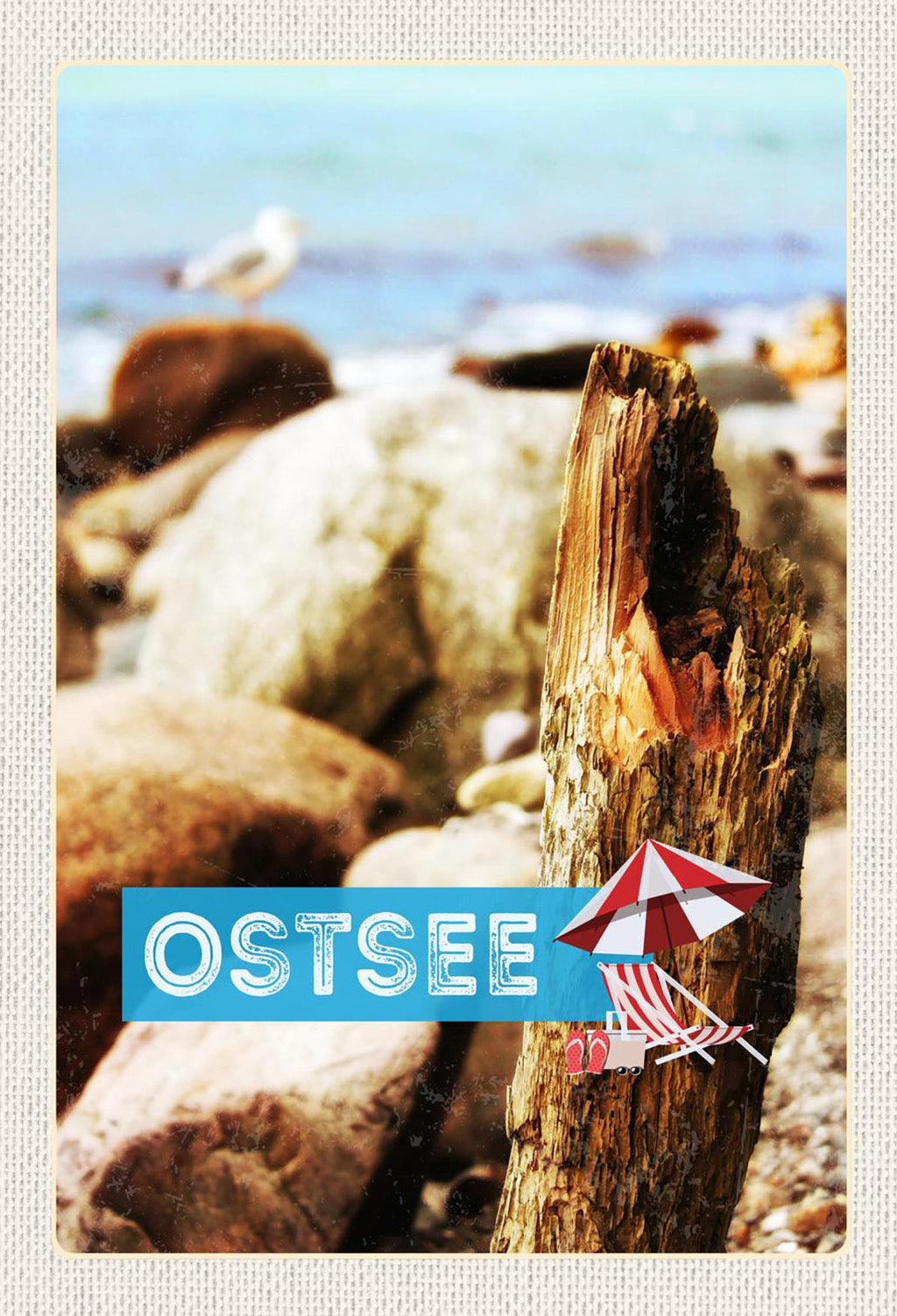Schild Spruch Ostsee Deutschland Meer Möwe Pflock JW