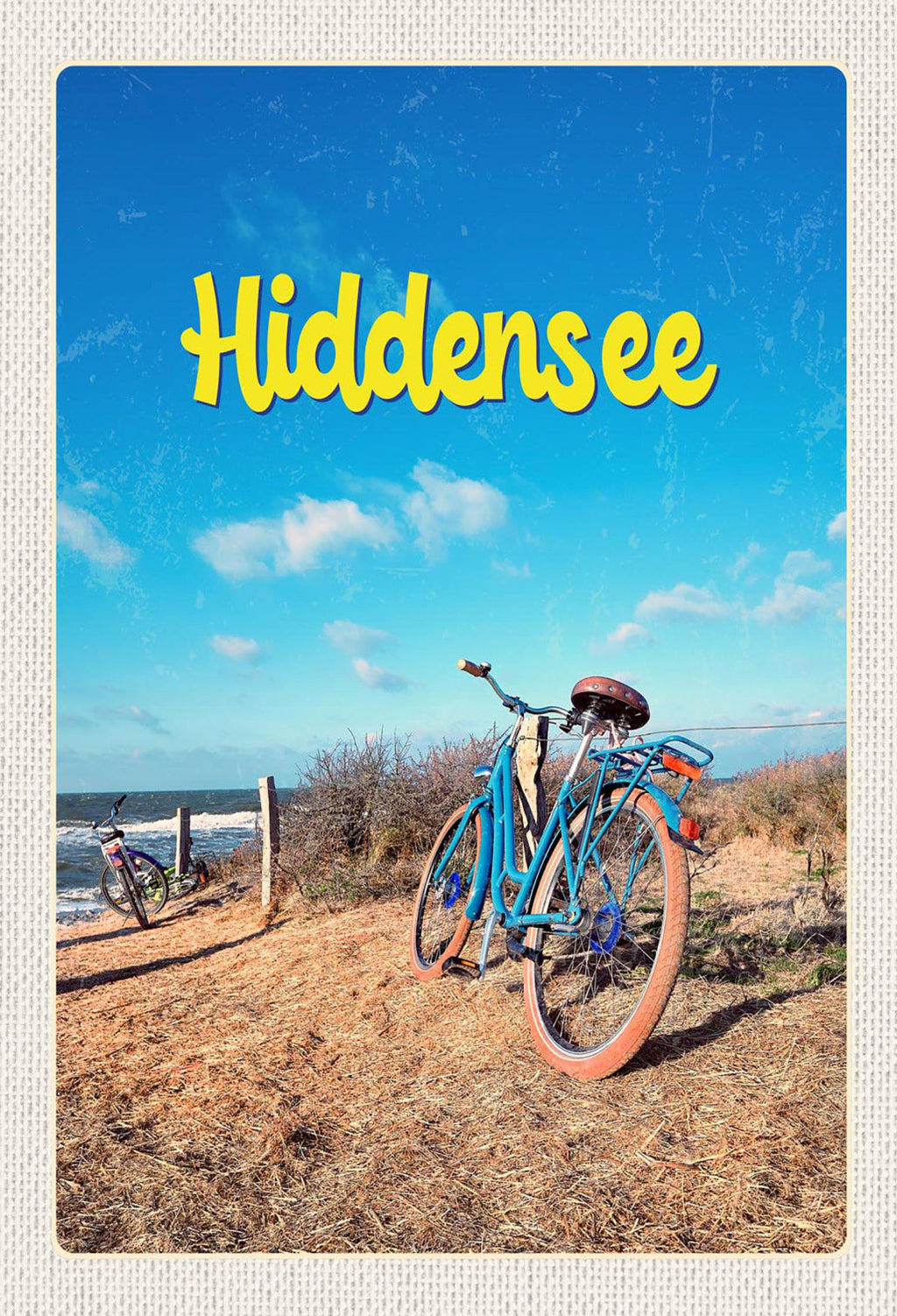 Schild Spruch Hiddensee Deutschland Strand Meer Fahrräder JW