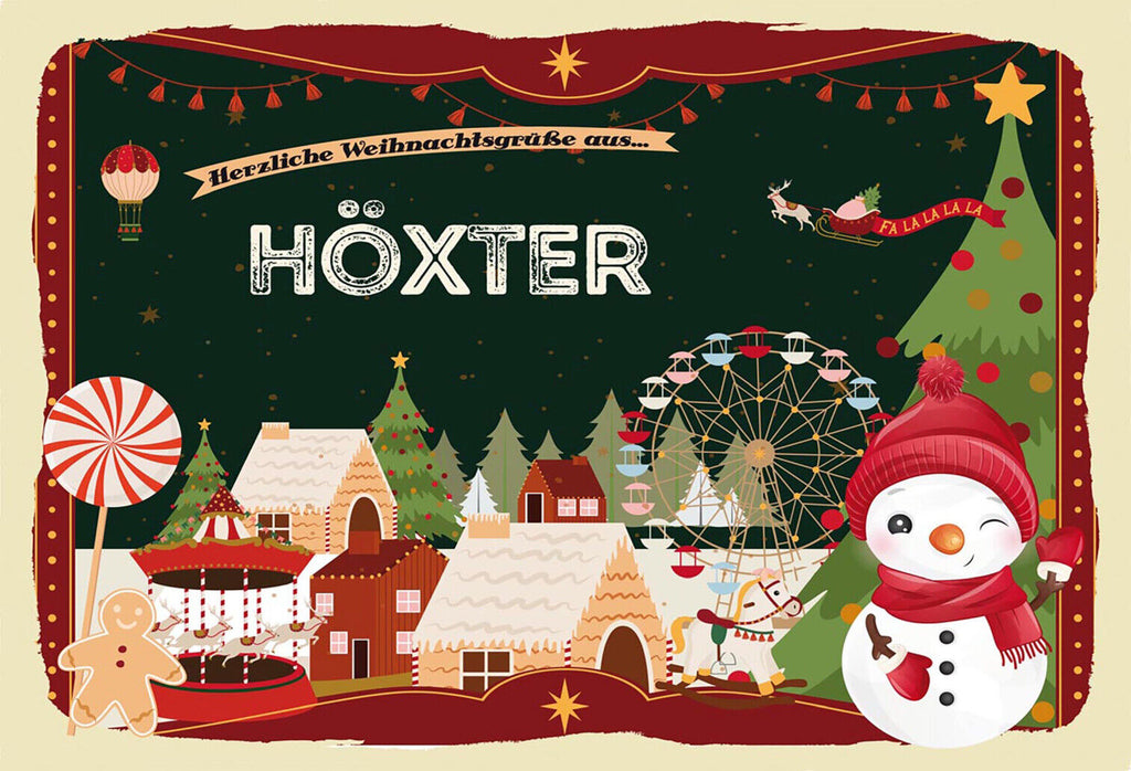 Schild Spruch Herzliche Weihnachtsgrüße aus Höxter Comic Schneemann JW