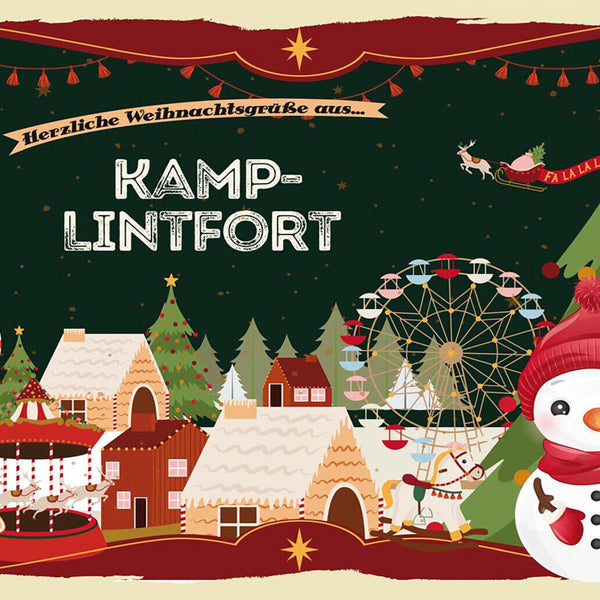 Schild Spruch Herzliche Weihnachtsgrüße aus Kamp-Lintfort Comic JW