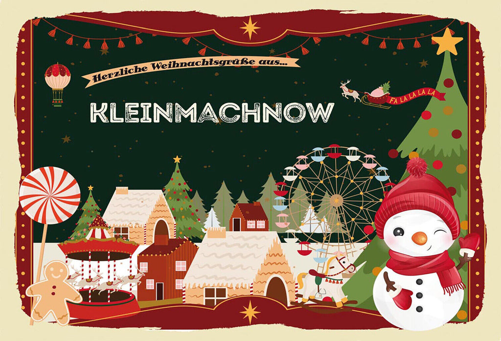 Schild Spruch Herzliche Weihnachtsgrüße aus Kleinmachnow Comic Schneemann JW