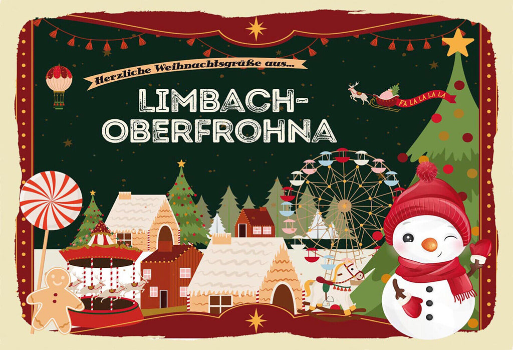 Schild Spruch Herzliche Weihnachtsgrüße aus Limbach-Oberfrohna Comic JW