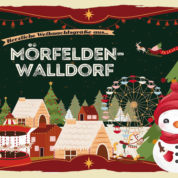Schild Spruch Herzliche Weihnachtsgrüße aus Mörfelden-Walldorf Comic JW