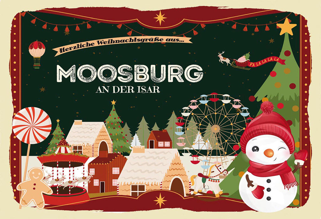 Schild Spruch Herzliche Weihnachtsgrüße aus Moosburg an der Isar Comic JW