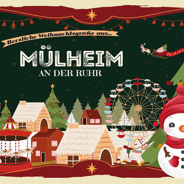Schild Spruch Herzliche Weihnachtsgrüße aus Mülheim an der Ruhr Comic JW