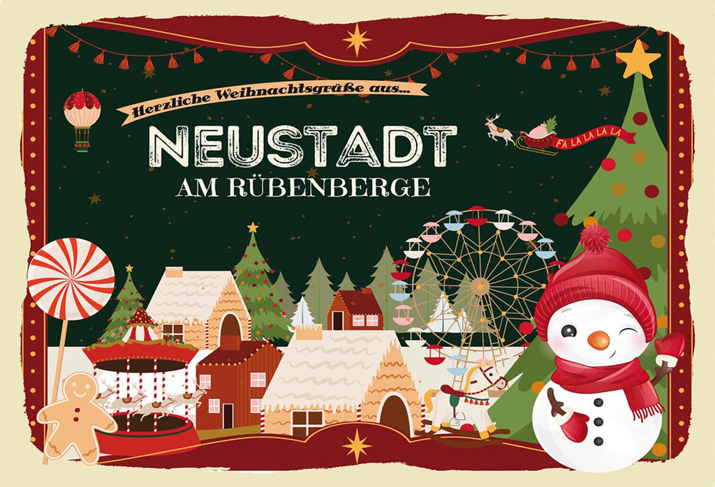 Schild Spruch Herzliche Weihnachtsgrüße aus Neustadt am Rübenberge Comic JW