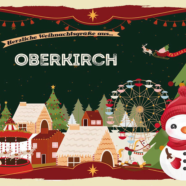 Schild Spruch Herzliche Weihnachtsgrüße aus Oberkirch Comic Schneemann JW