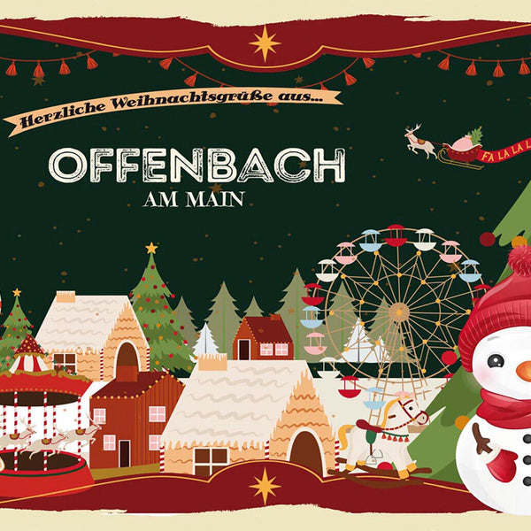 Schild Spruch Herzliche Weihnachtsgrüße aus Offenbach am Main Comic JW