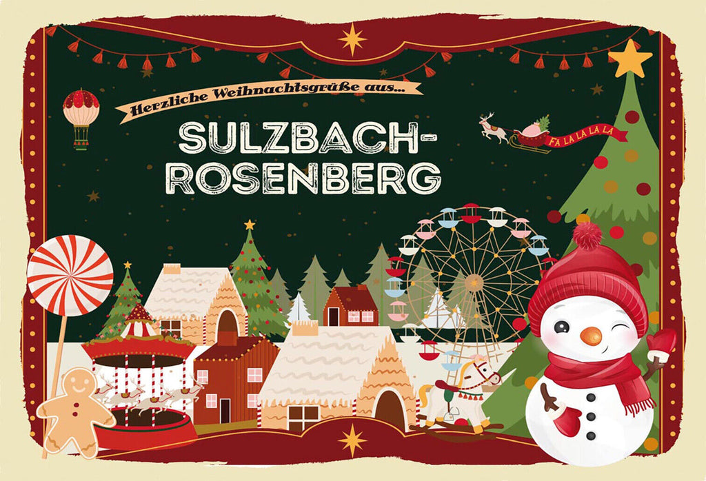 Schild Spruch Herzliche Weihnachtsgrüße aus Sulzbach-Rosenberg Comic JW
