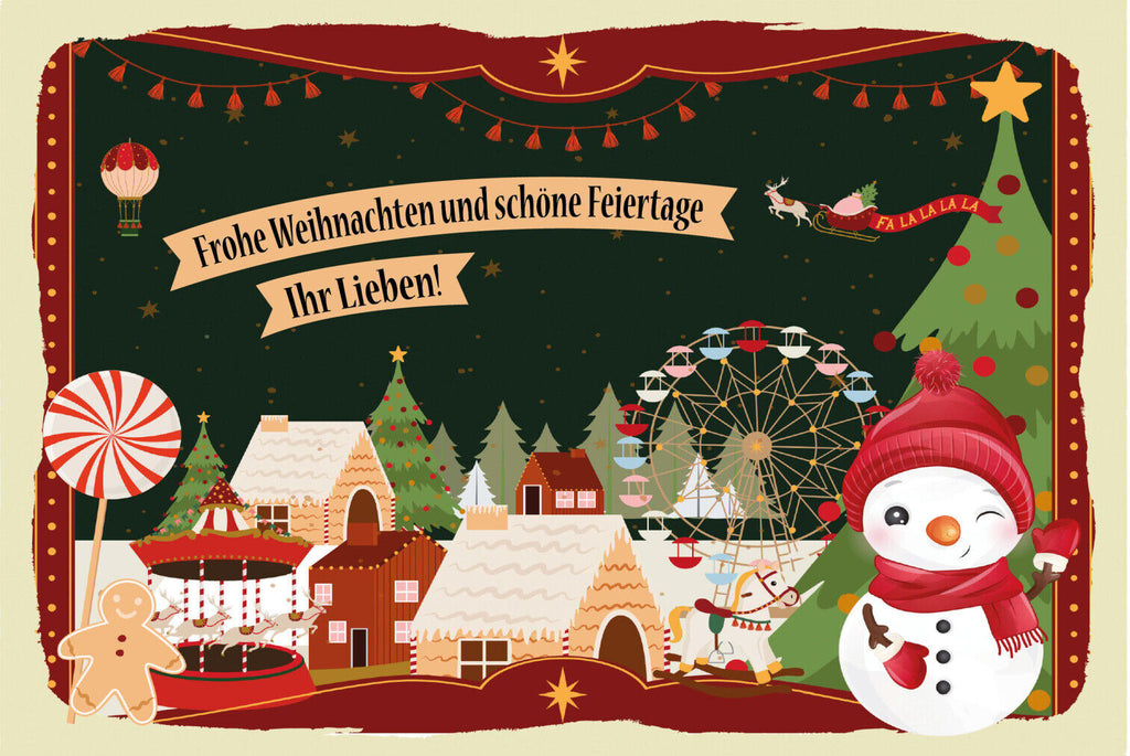 Schild Spruch Frohe Weihnachten und schöne Feiertag ihr Lieben Comic JW