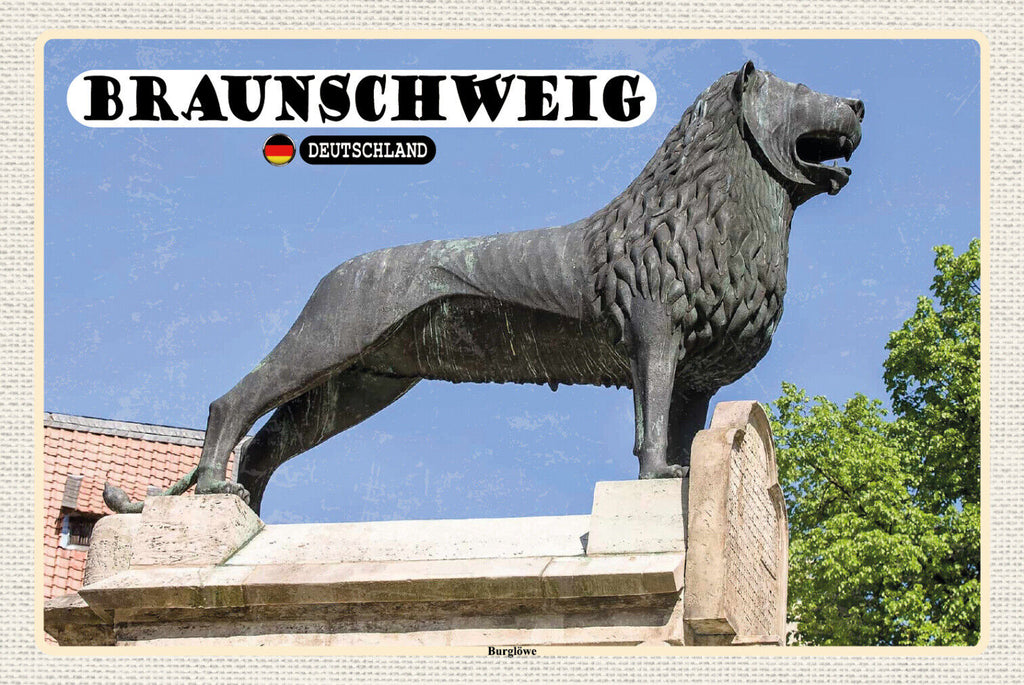 Schild Spruch Braunschweig Deutschland Burglöwe JW