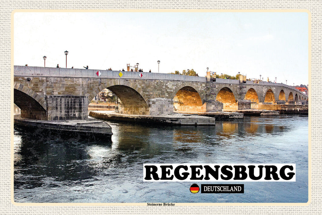 Schild Spruch Regensburg Deutschland Steinerne Brücke JW