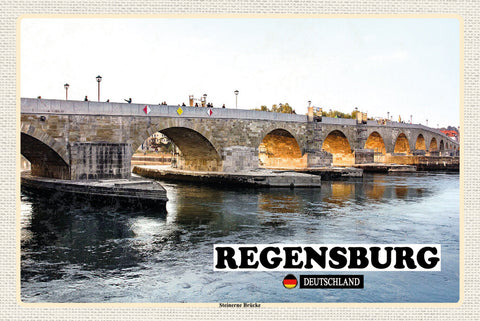 Schild Spruch Regensburg Deutschland Steinerne Brücke JW