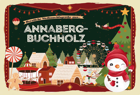 Schild Spruch Herzliche Weihnachtsgrüße aus Annaberg-Buchholz Comic JW