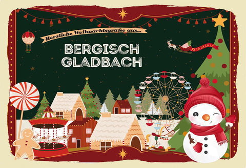 Schild Spruch Herzliche Weihnachtsgrüße aus Bergisch Gladbach Comic JW