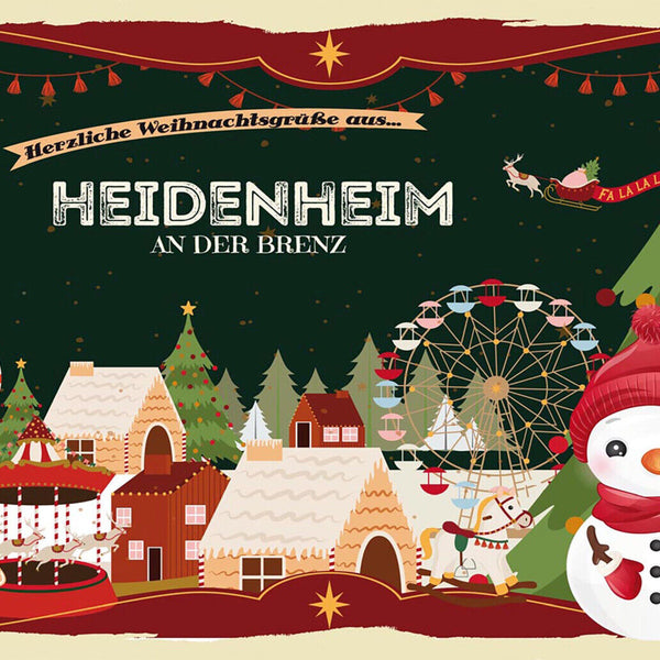 Schild Spruch Herzliche Weihnachtsgrüße aus Heidenheim an der Brenz Comic JW