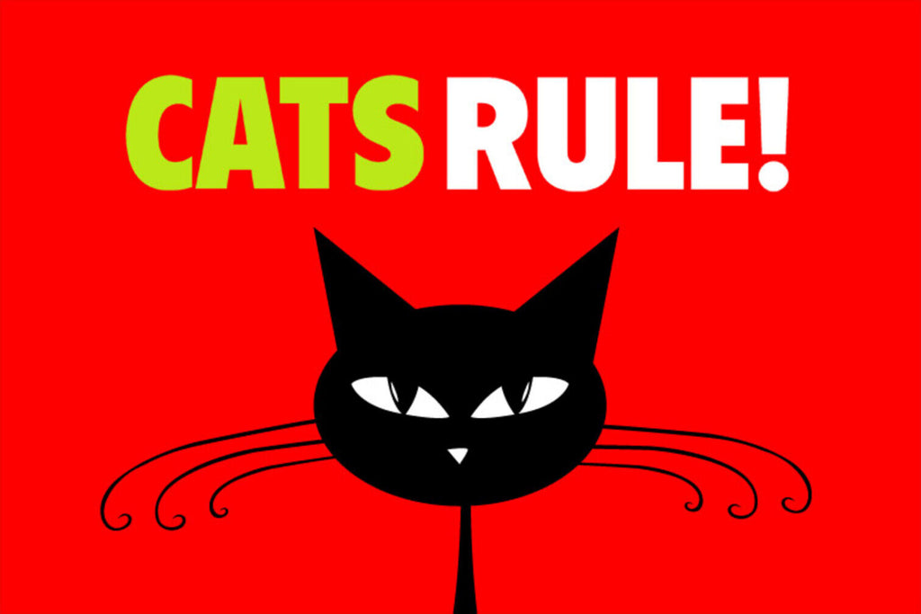 Schild Spruch Cats rule Katzen herrschen Comic JW