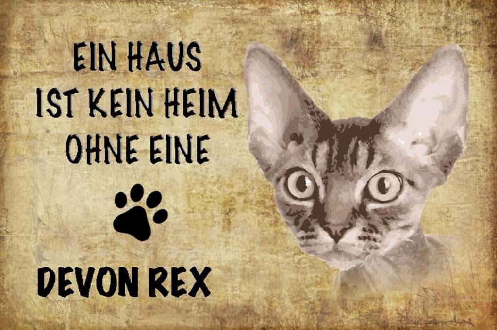 Schild Spruch Haus ist kein Heim ohne Devon Rex Katze JW