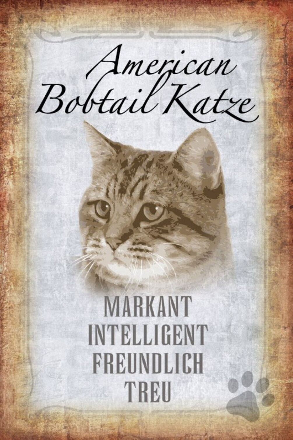 Schild Spruch American Bobtail Katze Steckbrief Markant Treu JW