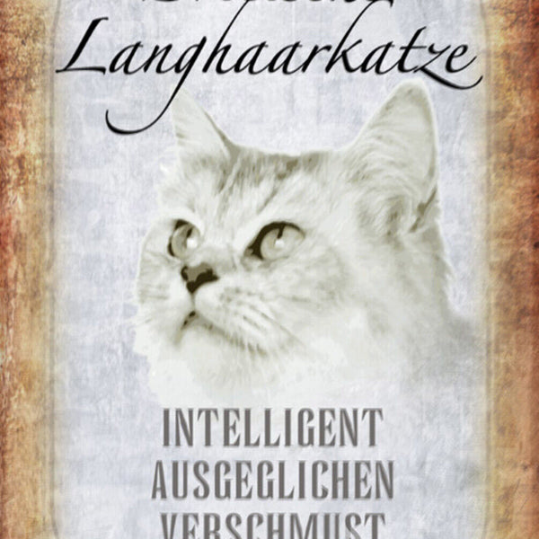Schild Spruch Britische Langhaarkatze Steckbrief Intelligent Ausgeglichen JW