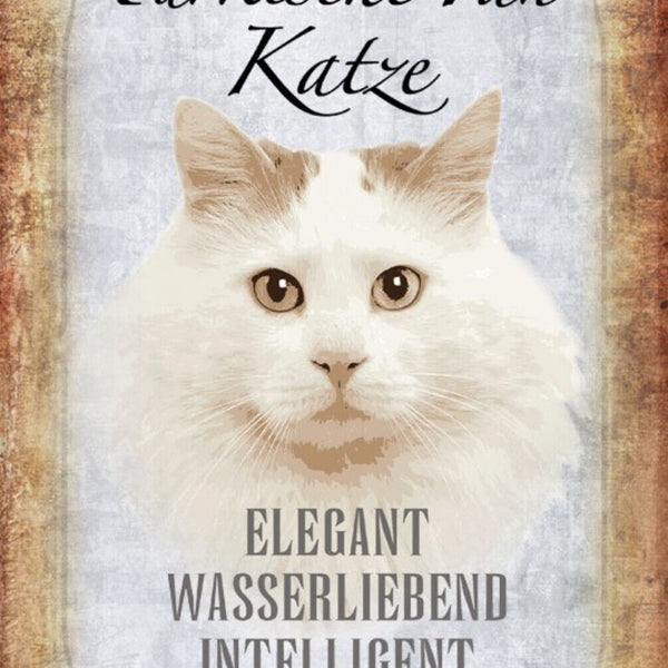 Schild Spruch Türkische Van Katze Steckbrief Elegant Wasserliebend JW