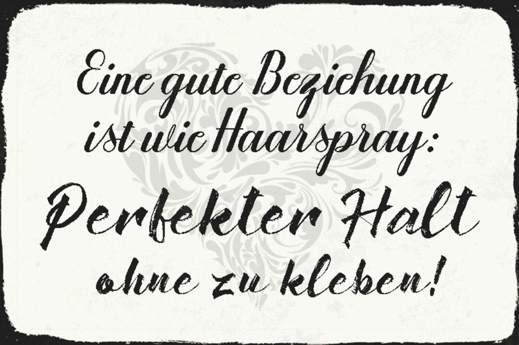 Schild Spruch Gute Beziehung ist wie Haarspray Perfekter Halt ohne zu Kleben JW
