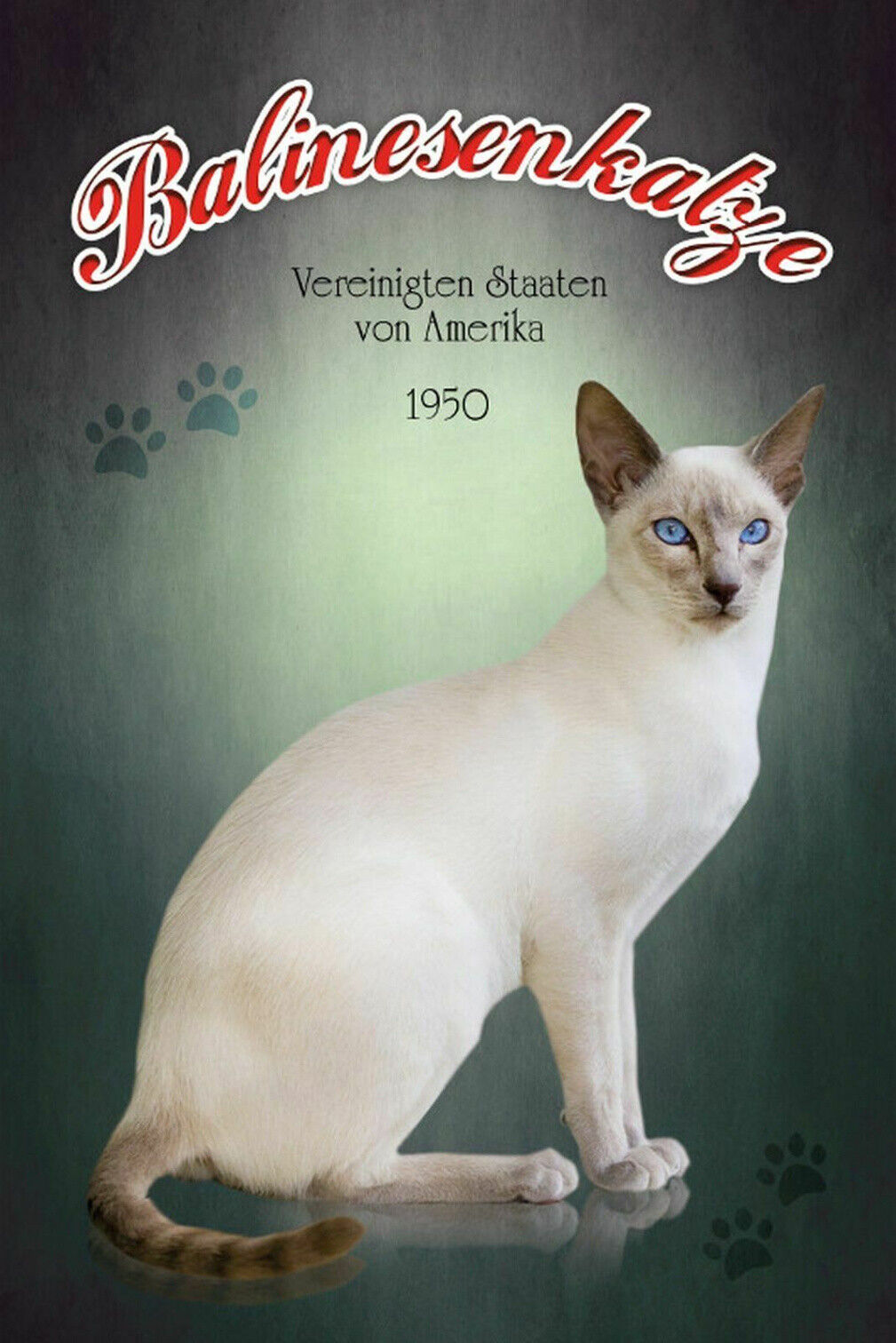 Schild Spruch Balinesenkatze Vereinigte Staaten von Amerika 1950 JW