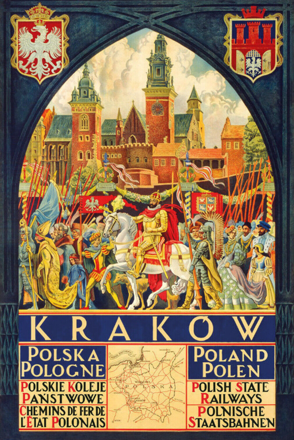 Schild Spruch Krakow Krakau Polen Polnische Staatsbahnen Wappen Gemälde JW