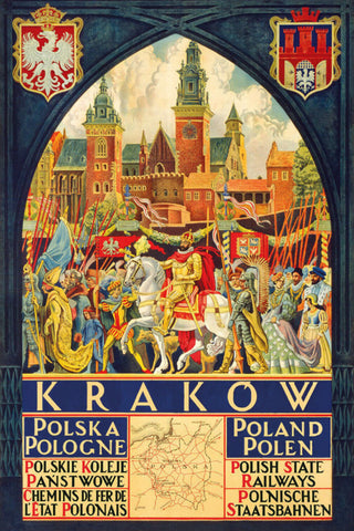 Schild Spruch Krakow Krakau Polen Polnische Staatsbahnen Wappen Gemälde JW