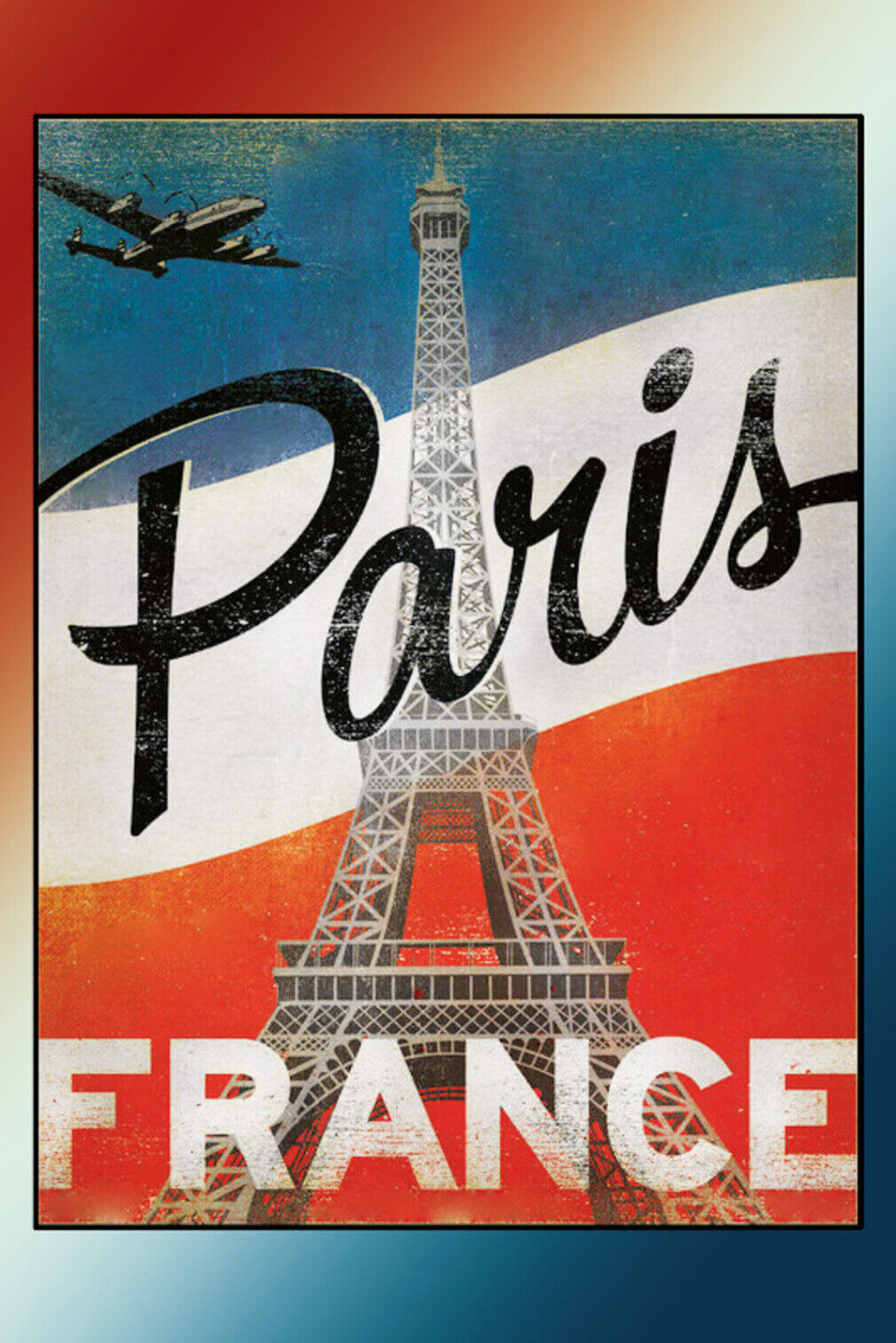 Schild Spruch Paris France Frankreich Eifelturm Nationalflagge JW