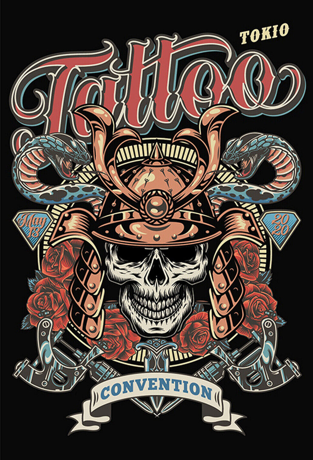 Schild Spruch Tattoo Convention Tokio 2020 Messe Totenkopf JW