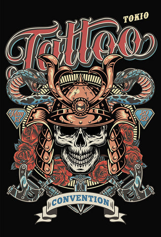 Schild Spruch Tattoo Convention Tokio 2020 Messe Totenkopf JW