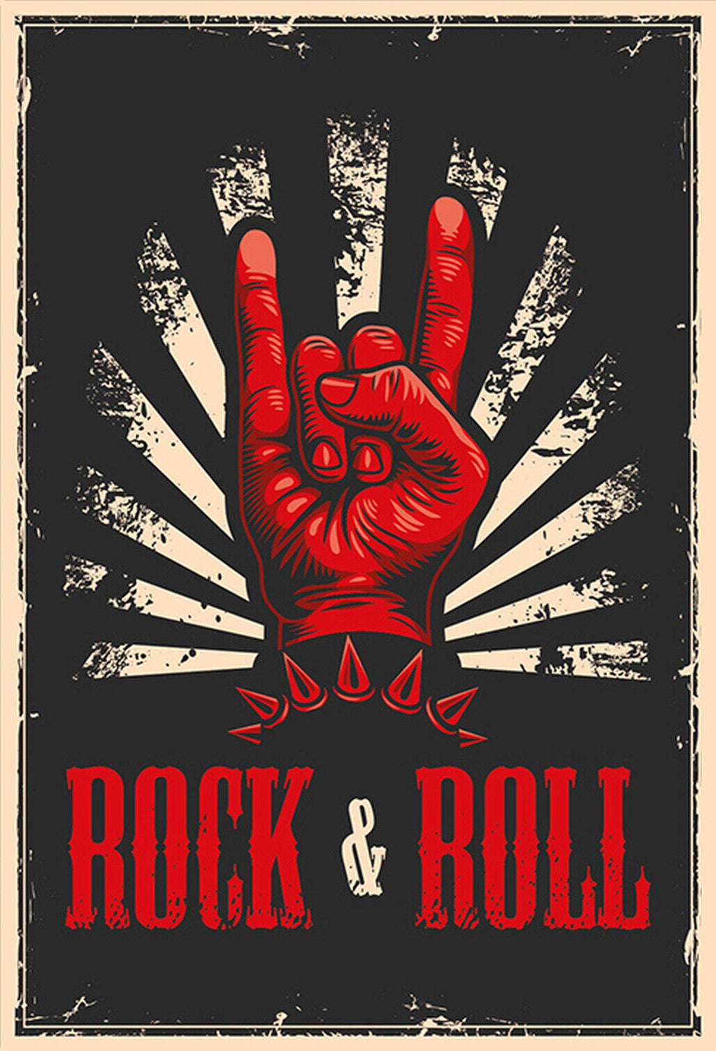 Schild Spruch Rock and Roll Hand Zeichen Comic JW