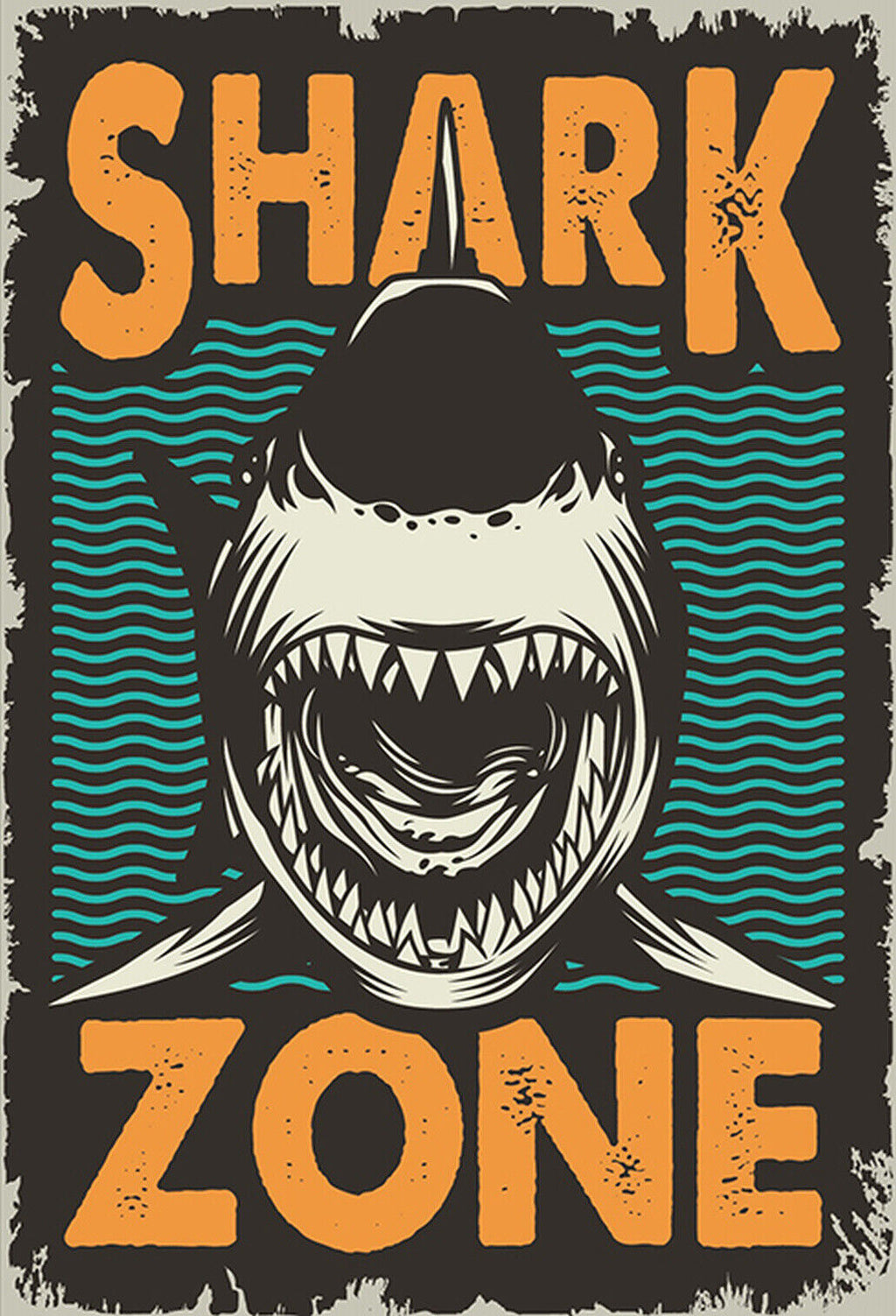 Schild Spruch Shark Zone Hai Bereich Comic Gefahr JW
