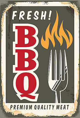 Schild Spruch Fresh BBQ Premium Quality Meat Grillen Essen JW