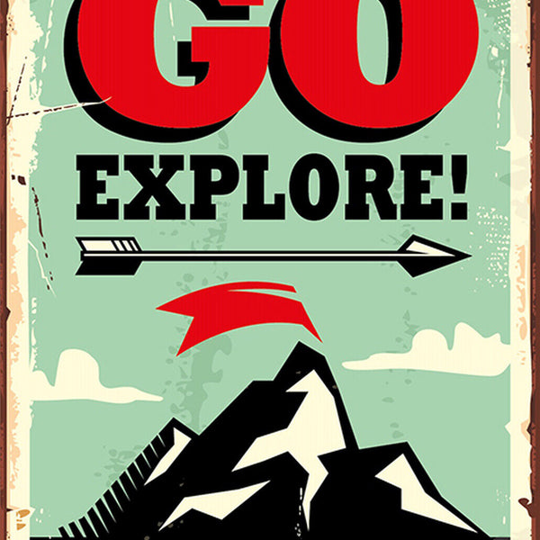 Schild Spruch Go Explore Los Entdecke Nationalpark Comic Urlaub Berg JW